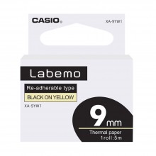 Casio Labemo Tape - 9mm x 5m, Black on Yellow (XA-9YW1)