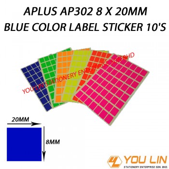 APLUS AP302 8 X 20MM Blue Color Label Sticker 
