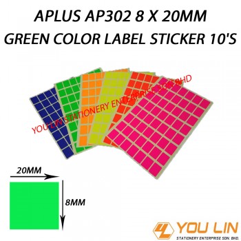 APLUS AP302 8 X 20MM Green Color Label Sticker 