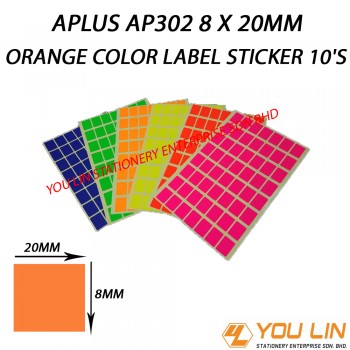 APLUS AP302 8 X 20MM Orange Color Label Sticker
