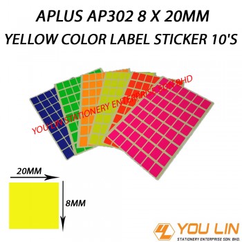 APLUS AP302 8 X 20MM Yellow Color Label Sticker