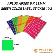 APLUS AP303 9 X 13MM Green Color Label Sticker