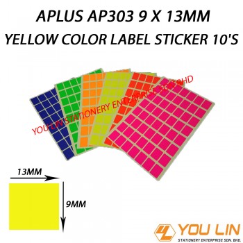 APLUS AP303 9 X 13MM Yellow Color Label Sticker