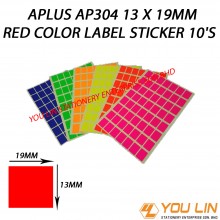 APLUS AP304 13 X 19MM Red Color Label Sticker