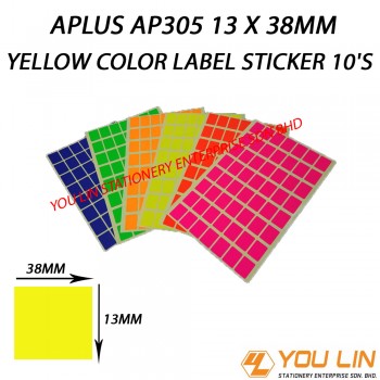 APLUS AP305 13 X 38MM Yellow Color Label Sticker