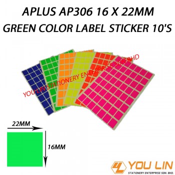 APLUS AP306 16 X 22MM Green Color Label Sticker