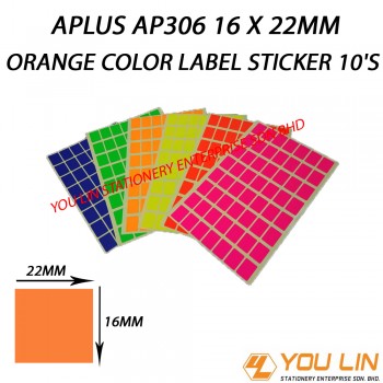 APLUS AP306 16 X 22MM Orange Color Label Sticker