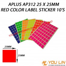 APLUS AP312 25 X 25MM Red Color Label Sticker