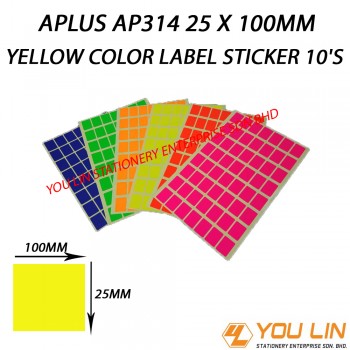 APLUS AP314 25 X 100MM Yellow Color Label Sticker