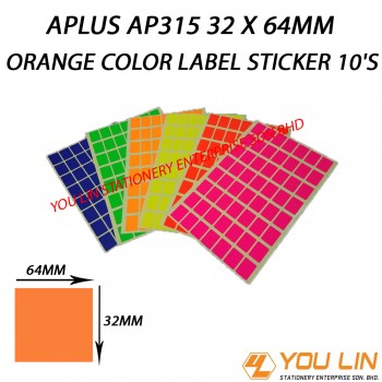 APLUS AP315 32 X 64MM Orange Color Label Sticker