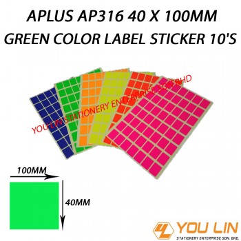 APLUS AP316 40 X 100MM Green Color Label Sticker