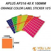 APLUS AP316 40 X 100MM Orange Color Label Sticker