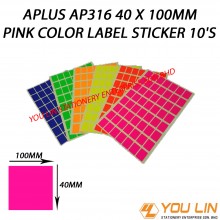 APLUS AP316 40 X 100MM Pink Color Label Sticker
