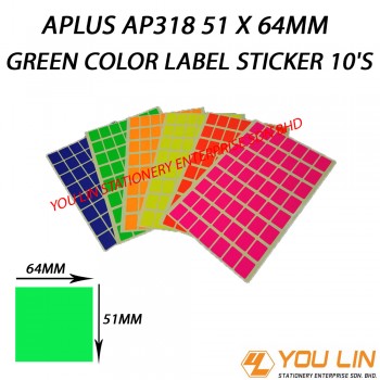 APLUS AP318 51 X 64MM Green Color Label Sticker
