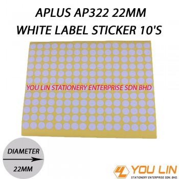 APLUS AP322 22MM White Label Sticker