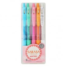 Zebra Sarasa Clip 0.5mm Pen - Milky Colour 5's