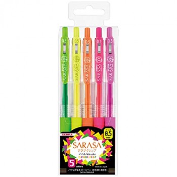 Zebra Sarasa Clip 0.5mm Pen - Neon Colour 5's