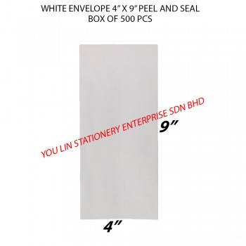 White Envelope 4" X 9" Peel&Seal (500 PCS) 