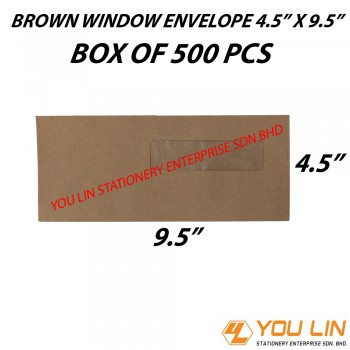 Brown Window Envelope 4.5" X 9.5" (500 PCS)