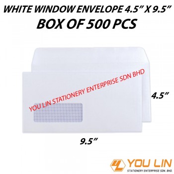 White Window Envelope 4.5" X 9.5" (500 PCS)