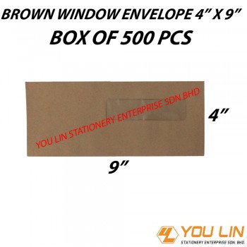 Brown Window Envelope 4" X 9" (500 PCS)
