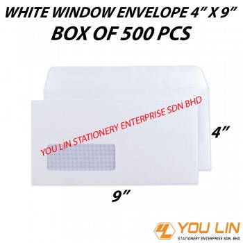 White Window Envelope 4" X 9" (500 PCS)