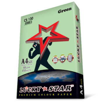 Luckystar CS130 A4 80GSM 450'S Colour Paper-Green 
