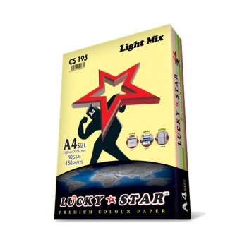 Luckystar CS195 A4 80GSM 450'S Colour Paper-Light Mix