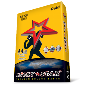 Luckystar CS200 A4 80GSM 450'S Colour Paper-Gold