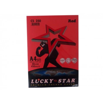 Luckystar CS250 A4 80GSM 450'S Colour Paper-Red