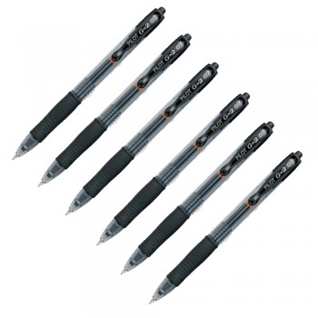 Pilot G2 Gel Ink Pen 0.7mm-Black (Half Dozen)