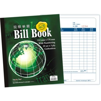 SBS 0006 6" X 7" NCR Bill Book (20 set X 3)