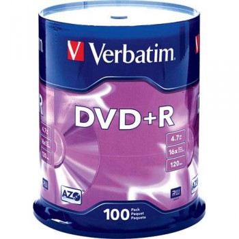 Verbatim DVD+R 16X 4.7GB 120MIN 100PCS